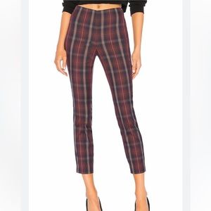 COPY - NEW with Tags Rag & Bone Simone Cropped Skinny Plaid Trousers In Burgund…